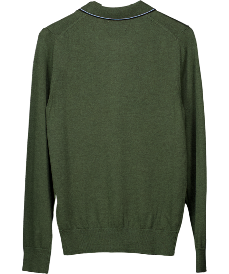 Ben Sherman Tipped Merino Wool Polo In Khaki Green UK S