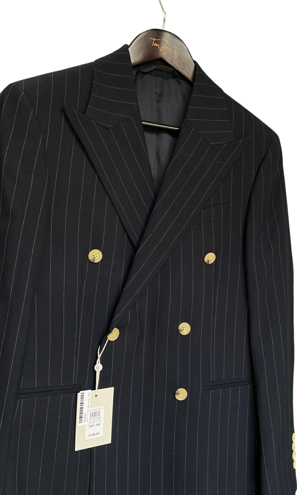 Moss Blue Slim Fit Navy Stripe Suit UK 38" CHEST