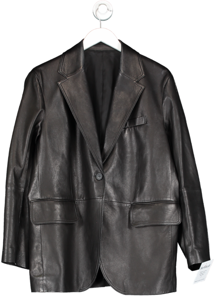 Arket Black Faux Leather Jacket UK 14