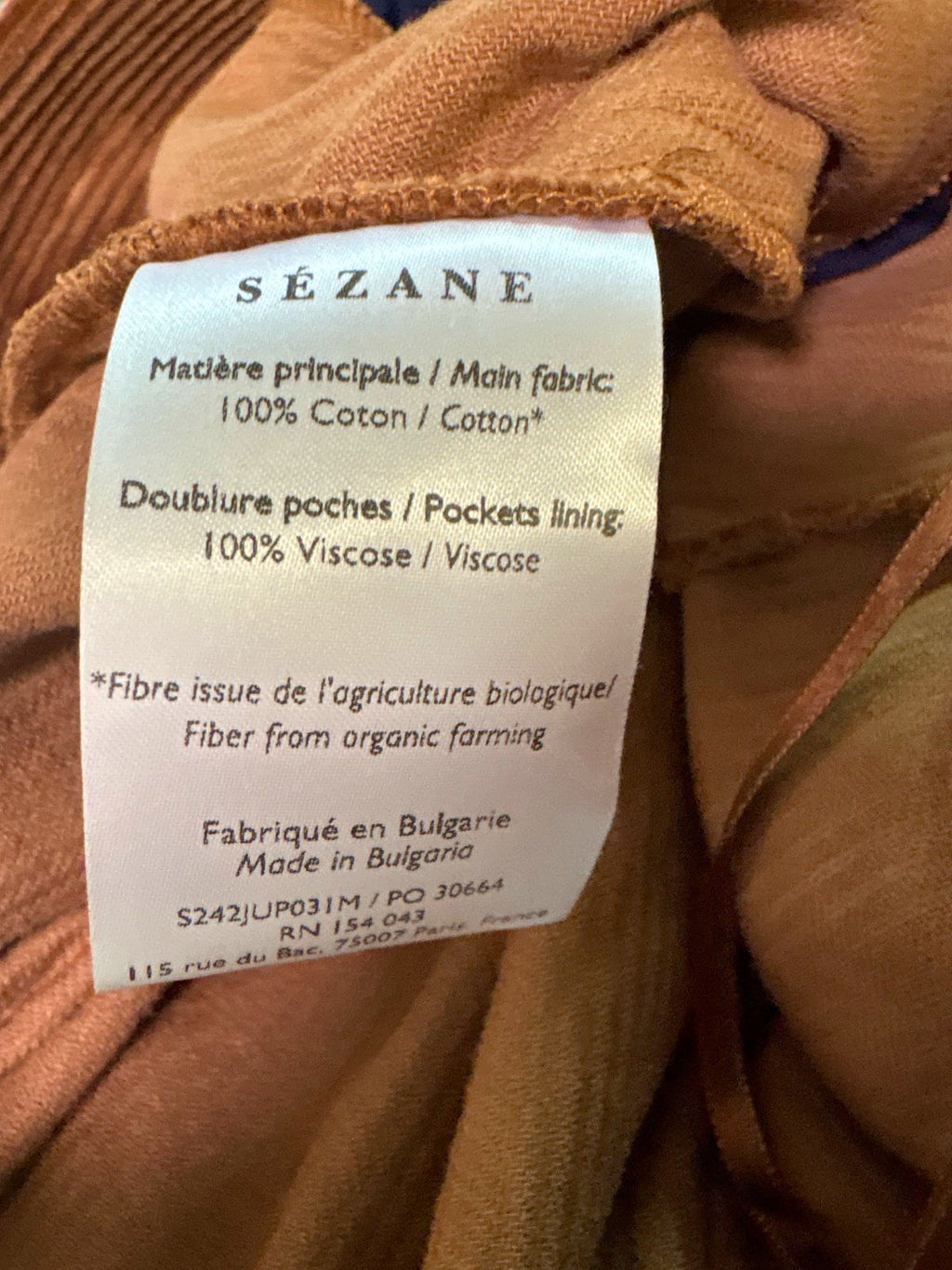 Sézane Brown Corduroy Midi Skirt UK 8