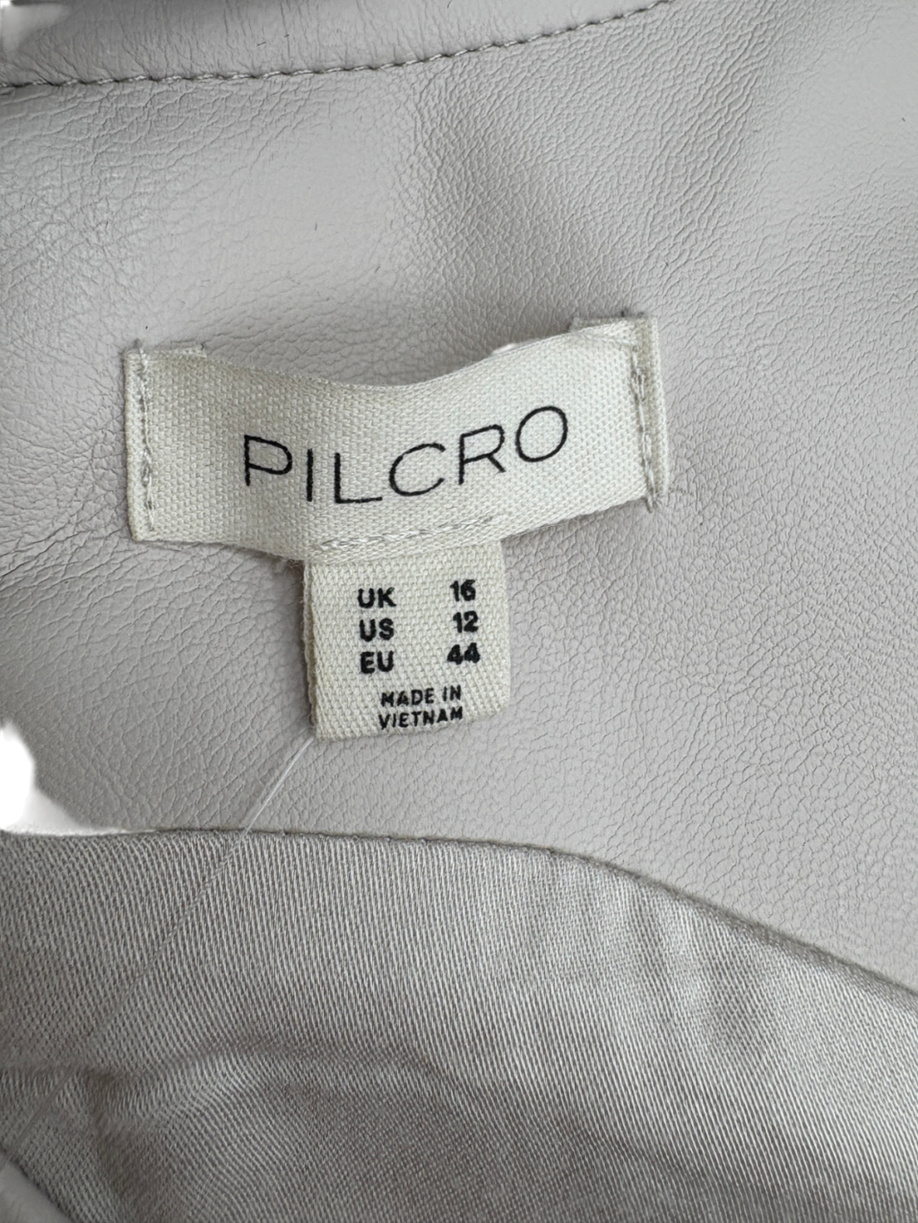 Anthropologie Beige Faux Leather Scoop Neck Shift Mini Dress UK 16