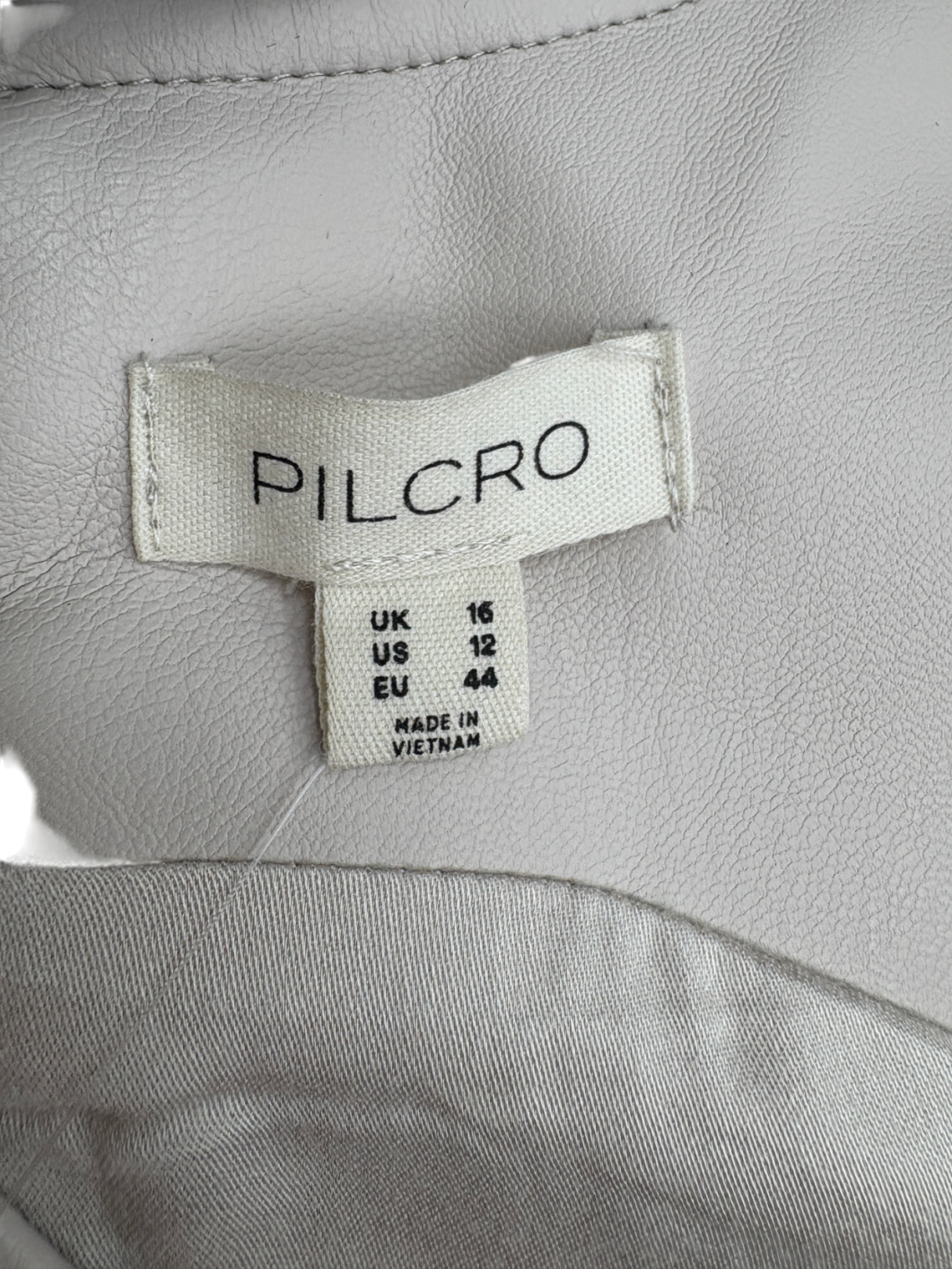 Anthropologie Beige Faux Leather Scoop Neck Shift Mini Dress UK 16