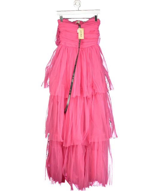 Lace & Beads Sydney Pale Mauve Tulle Maxi Dress In Dark Pink UK 6