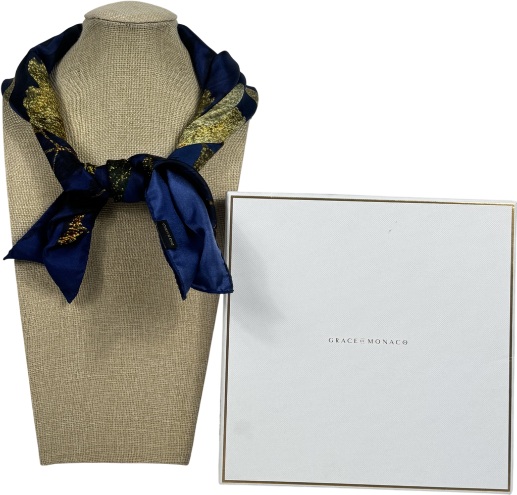 Grace de Monaco Blue Silk Scarf One Size