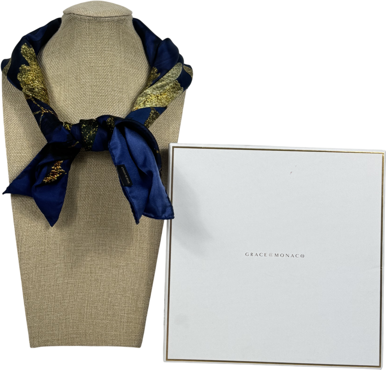 Grace de Monaco Blue Silk Scarf One Size