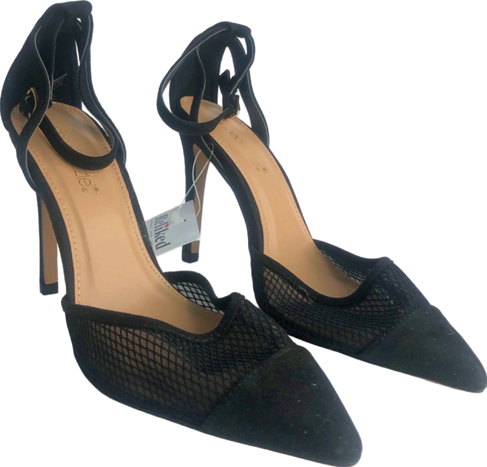 ShoeDazzle Black Mesh Heels UK 5