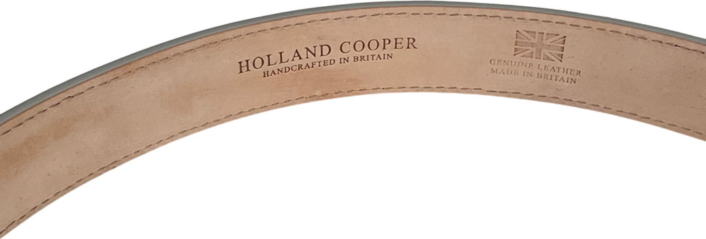 Holland Cooper White Slim Logo Belt UK S