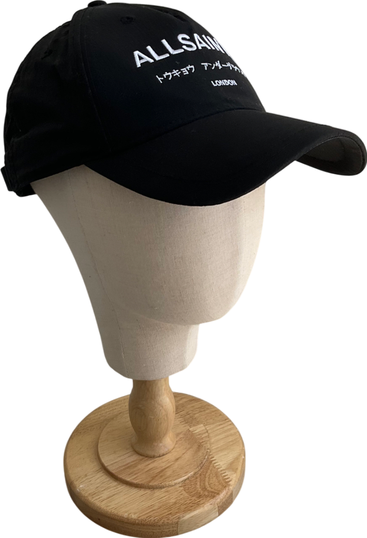 All Saints Black Underground Nylon Logo Baseball Cap One Size