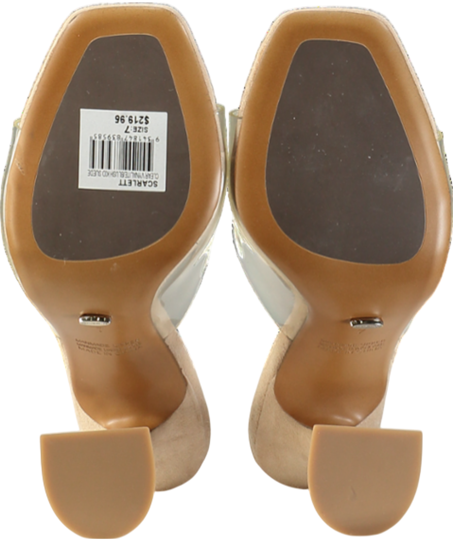 Tony Bianco Nude Scarlett Suede Perspex Heeled Mules UK 5 EU 38 👠