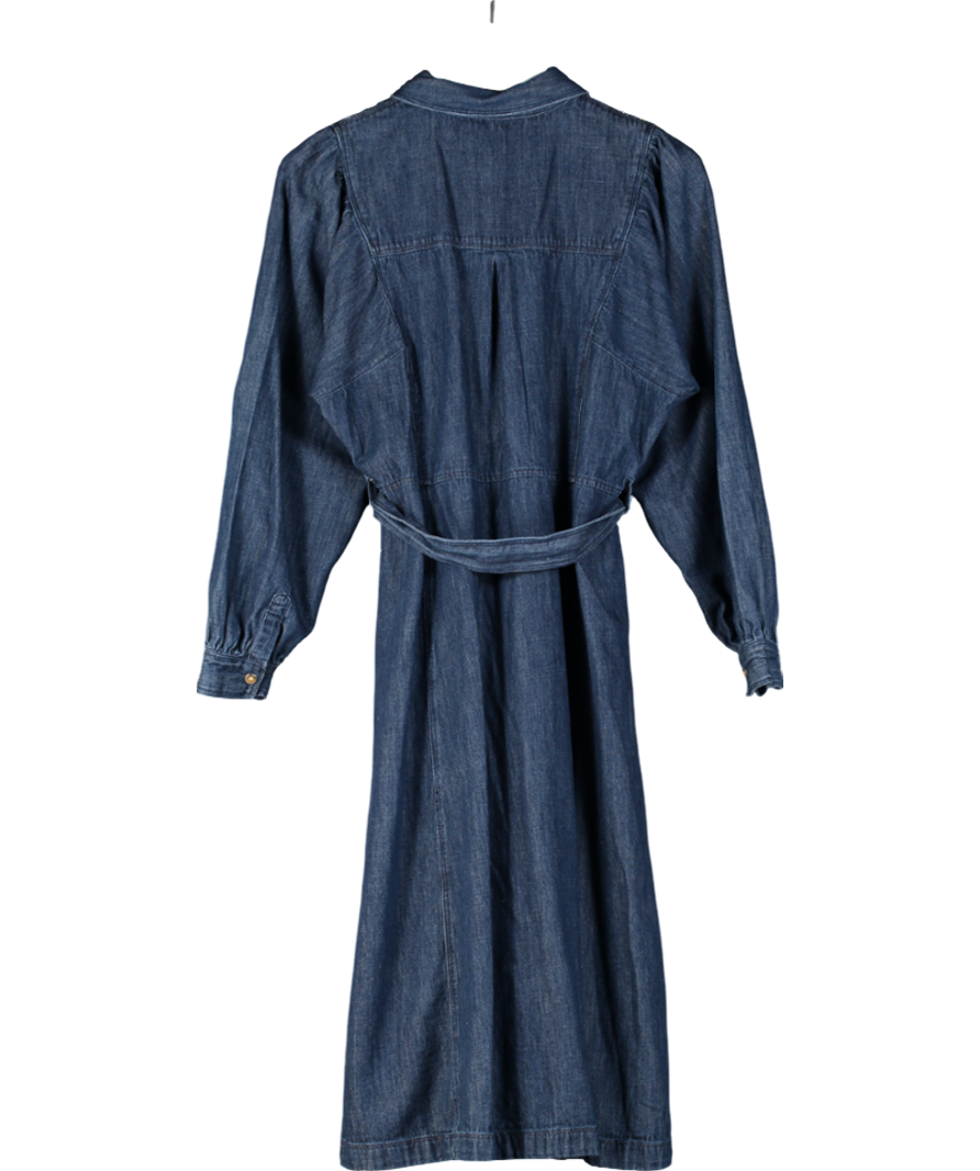 M&S Blue Denim Belted Midi Shirt Dress UK 14