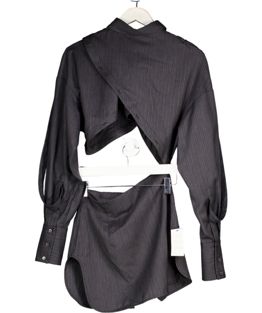 MIISTA Halia Shirt Multifunctional Navy & Grey Pinstriped Virgin Wool UK S