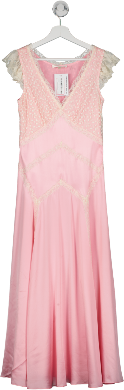 LoveShackFancy Pink Provencia Silk Maxi Dress UK 4