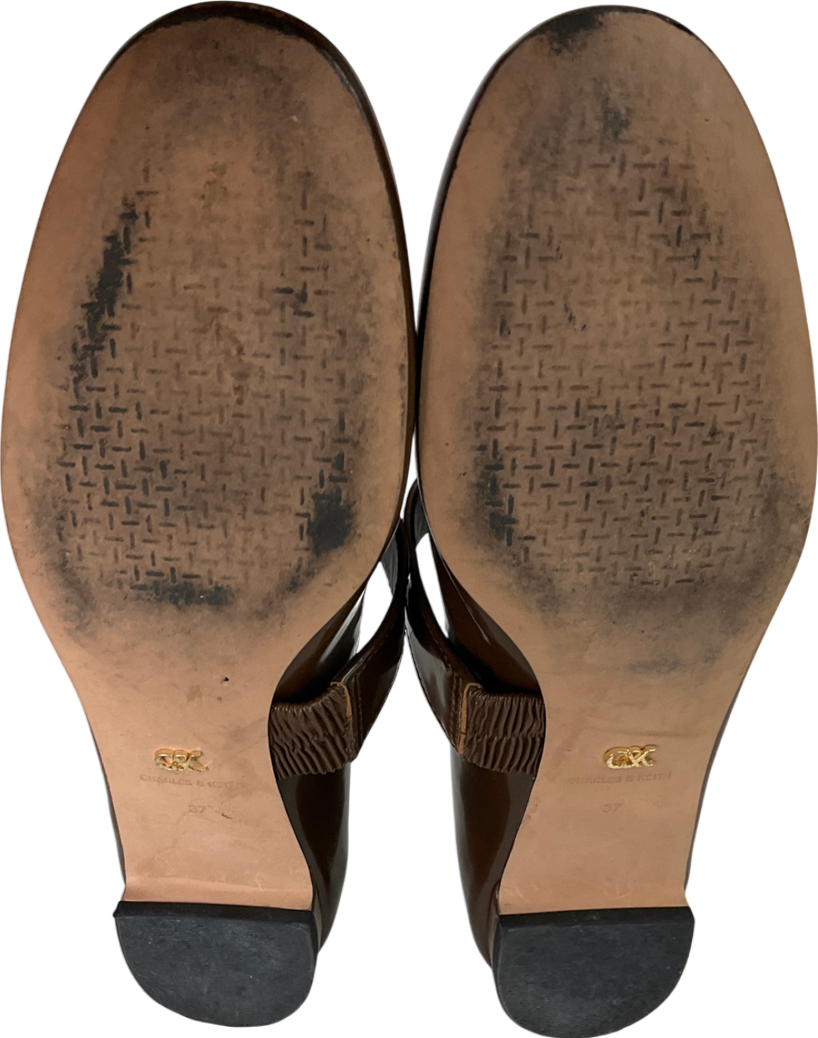 Charles & Keith Brown Gabine Leather Mary Janes UK 4 EU 37 👠
