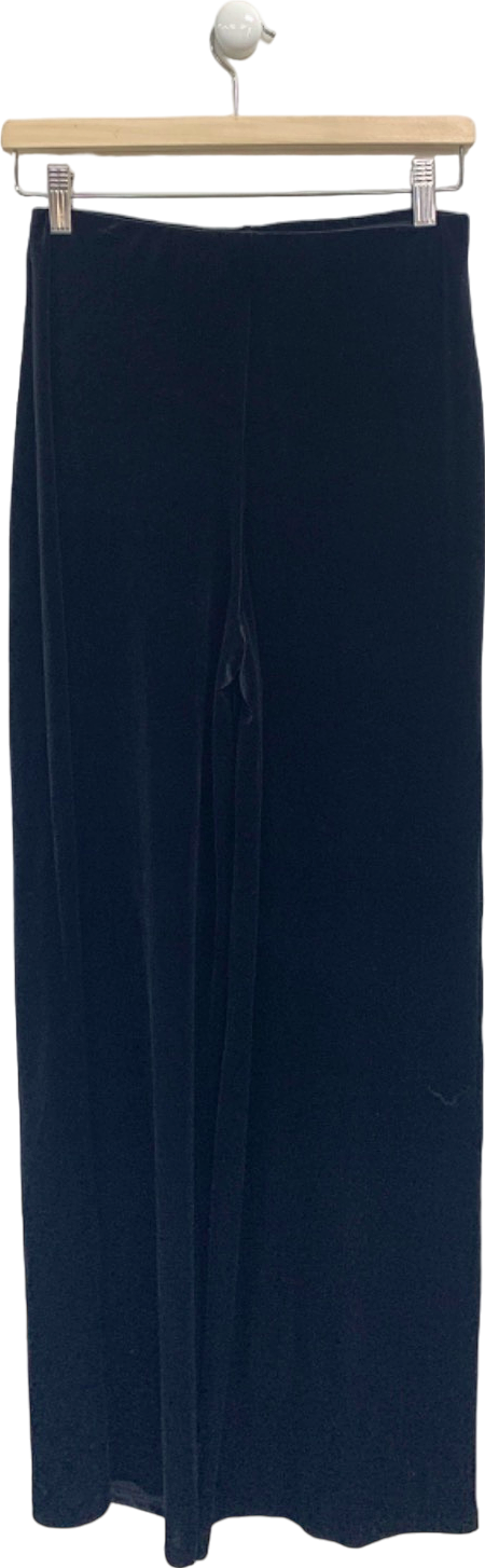 Mango Black Velvet Wide-Leg Trousers UK S