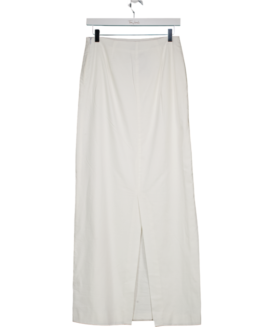 aexae White Linen Column Maxi Skirt UK M