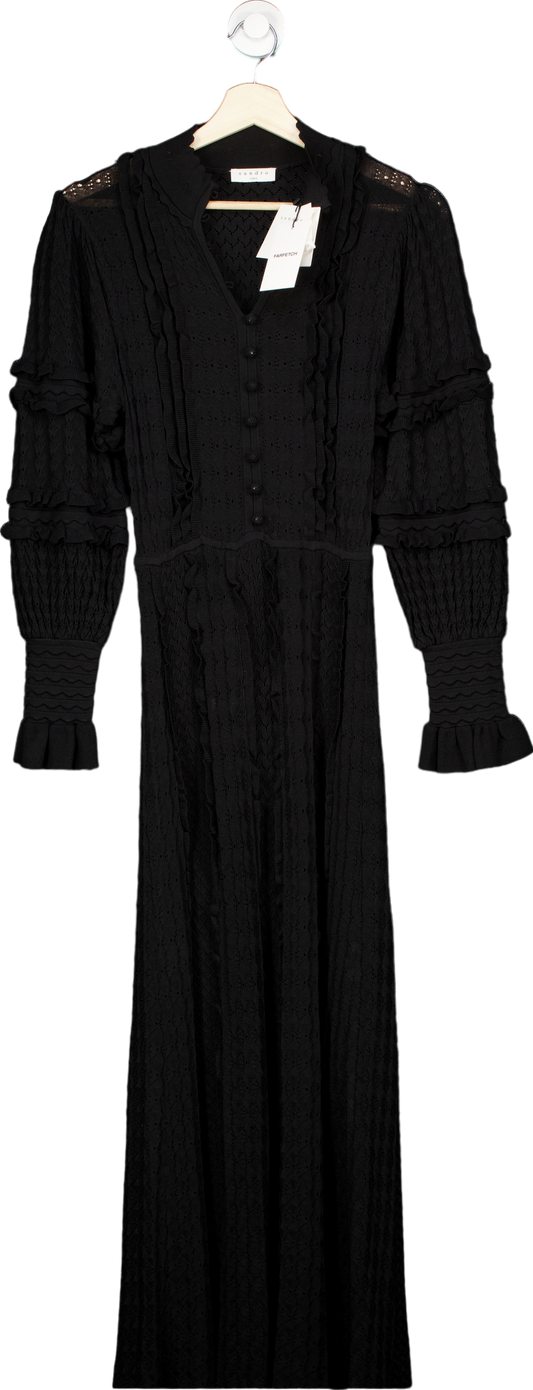 Sandro Black Johanne high-neck knitted maxi dress EUR 36 UK 8