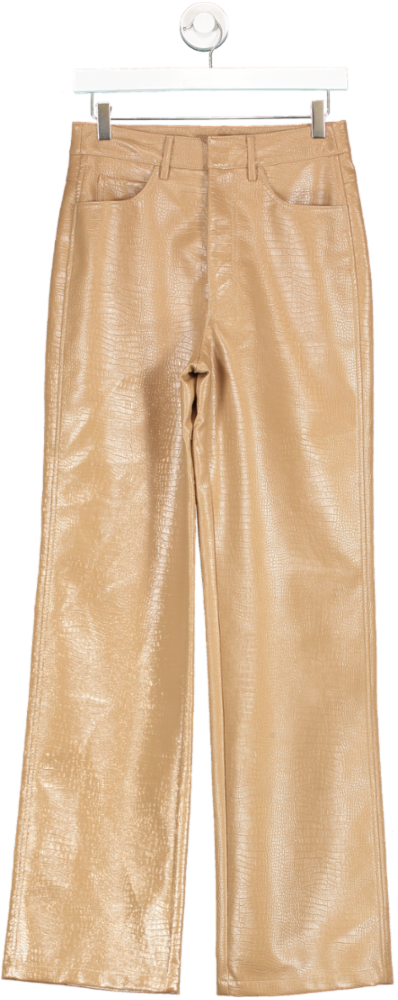 Rotate Brown Textured Straight Trousers UK S
