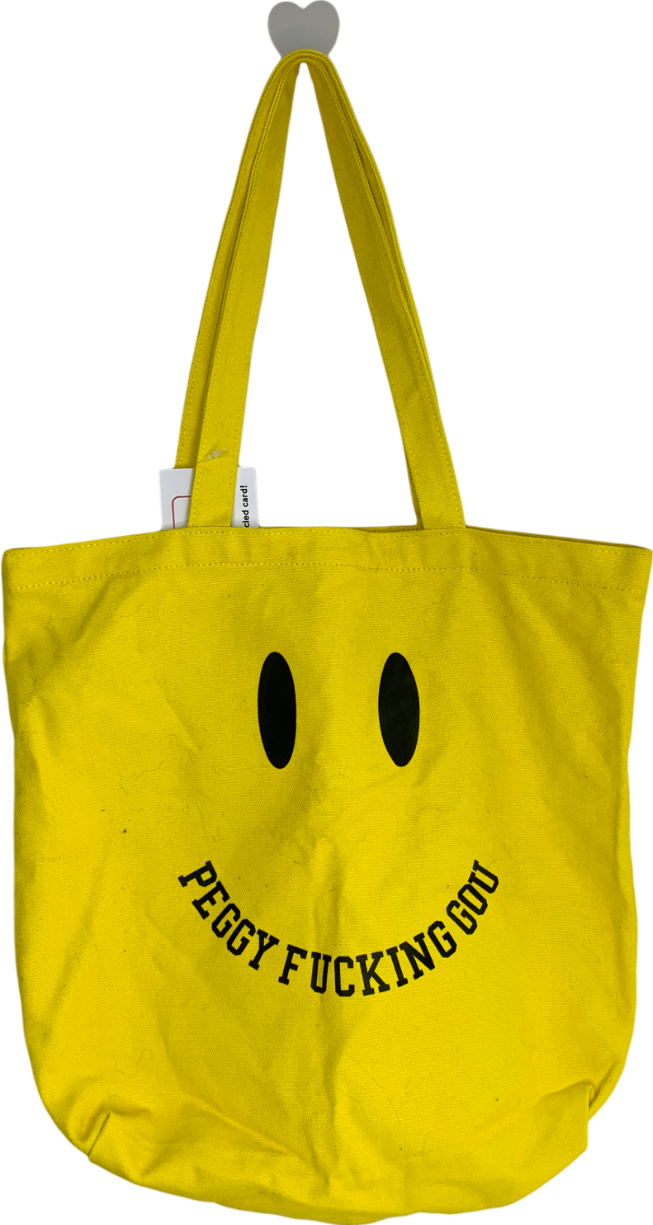 Peggy Goods Yellow Canvas Smiley Tote Bag