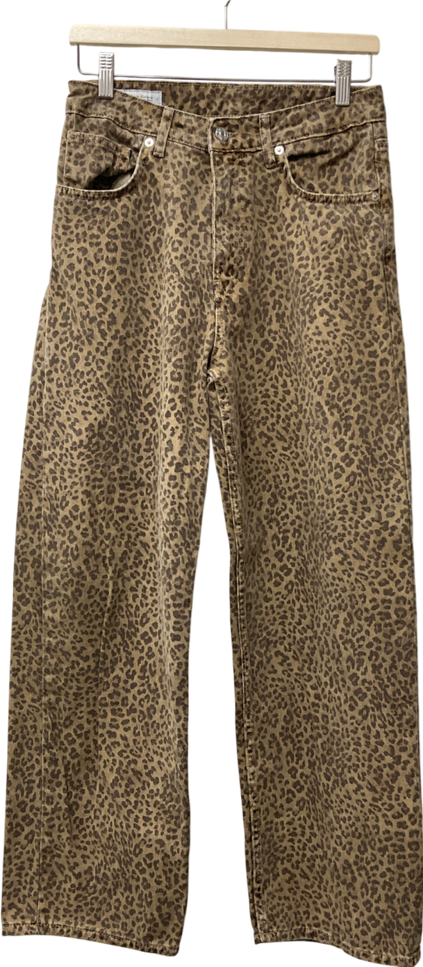 ZARA Brown Animal Print Jeans UK 8