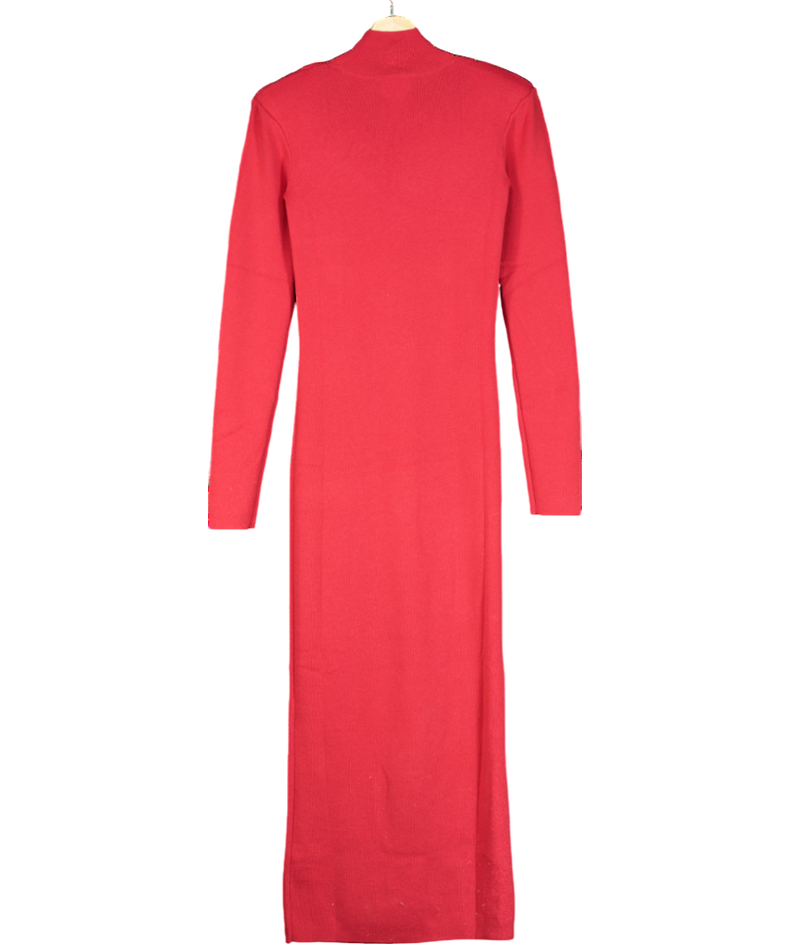 H&M Red Rib-knit Maxi Dress UK XS