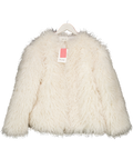 THE FROLIC Oversized Mongolian Faux Fur Jacket In Cream UK M