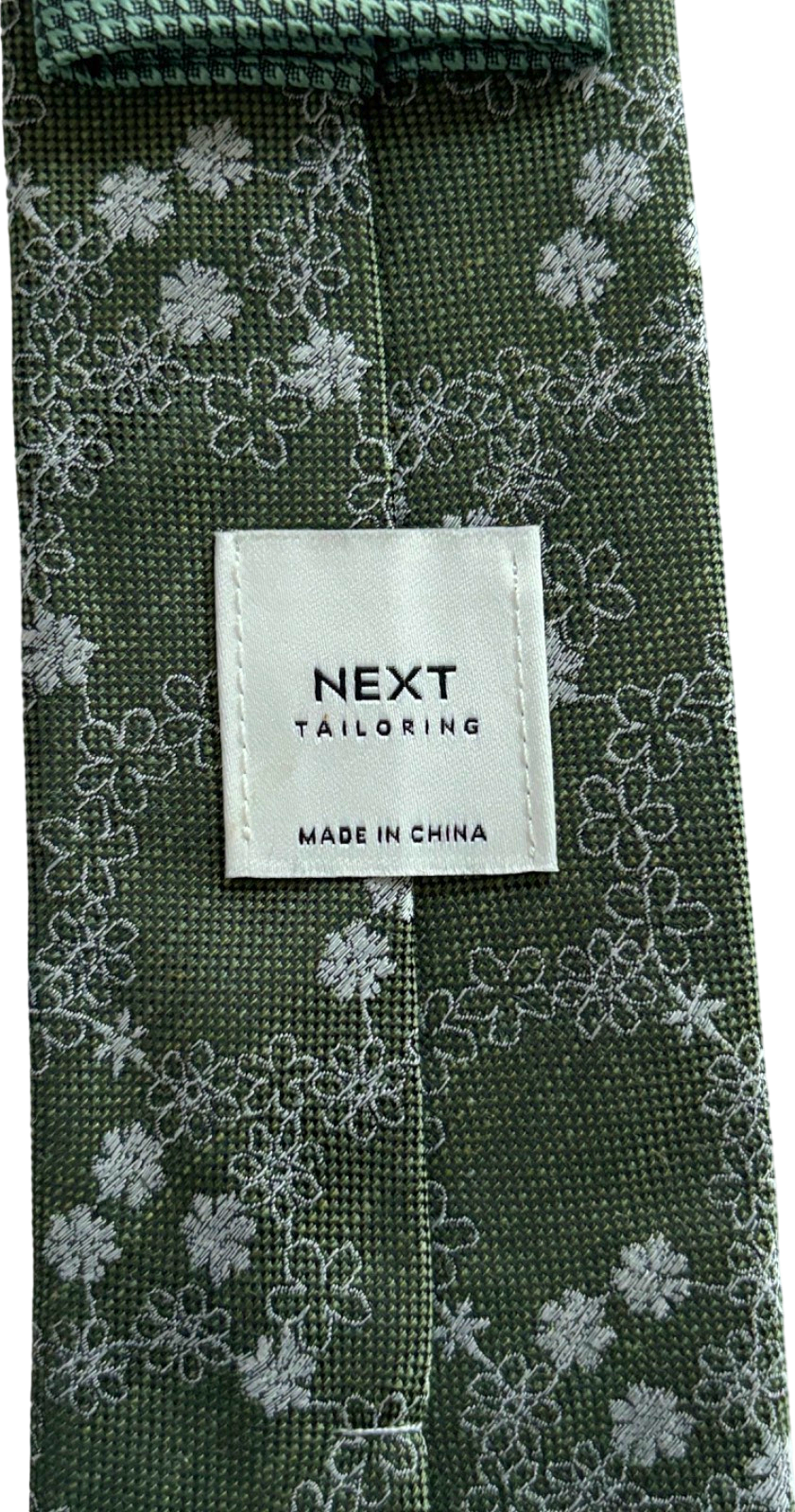 Next Green Floral Silk Tie One Size