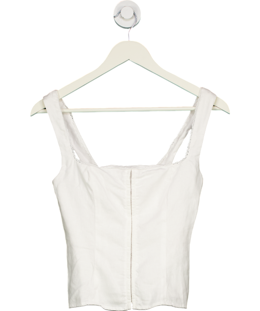 Reformation White 100% Linen Top UK 6