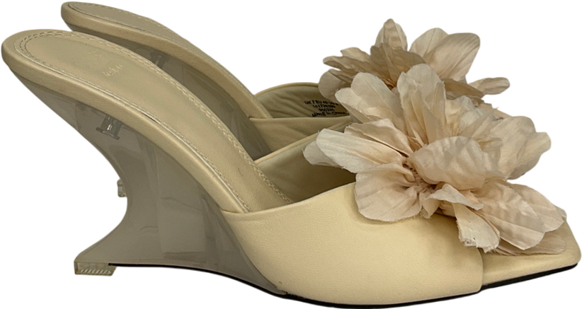 ASOS Cream Tilly Mule Wedge With Corsage Trim In Buttermilk UK 7 EU 40 👠