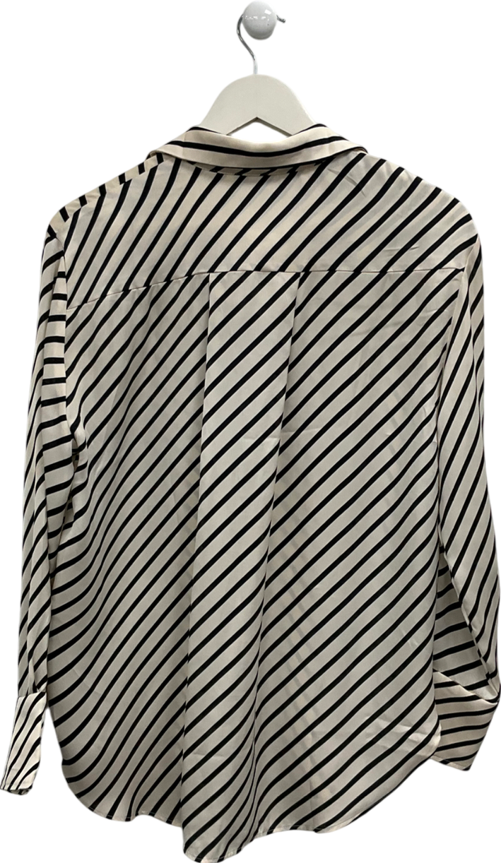 H&M Cream Satin Striped Blouse UK XS