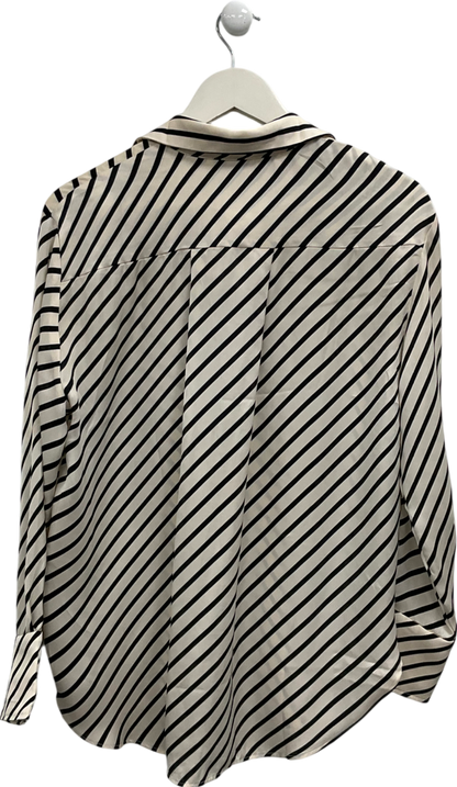 H&M Cream Satin Striped Blouse UK XS