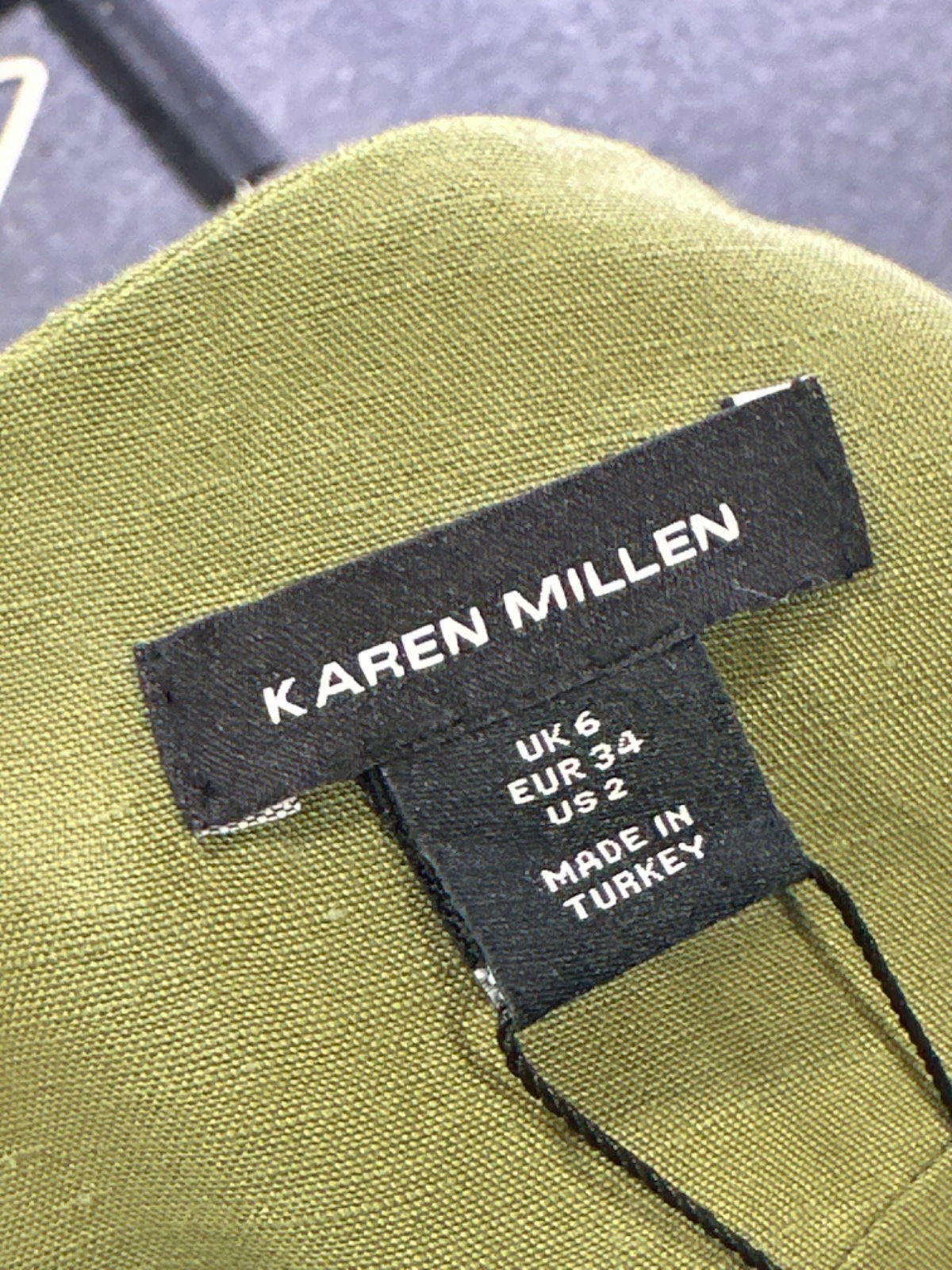 Karen Millen Khaki Open Back V Neck Woven Midi Dress UK 6