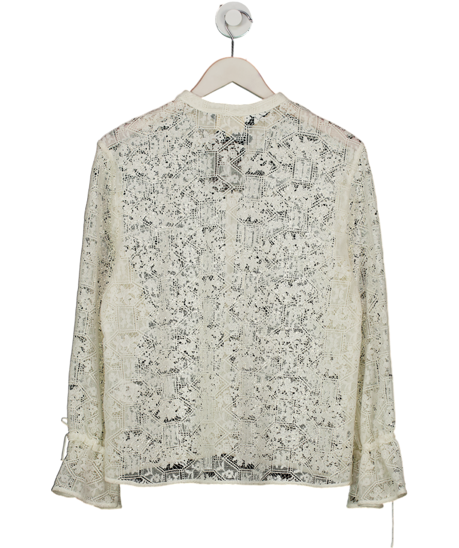 Sezane Cream Faria  Ecru Guipure Lace Blouse Fr34 UK 6