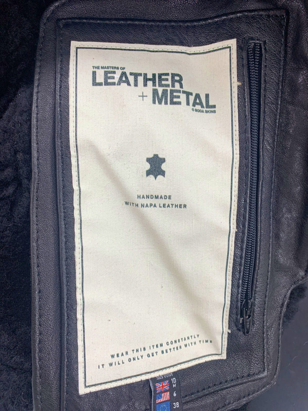 Boda Skins Black Leather Jacket UK M