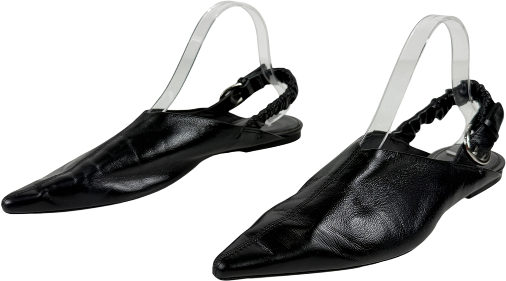 ZARA Black Pointed Buckle Flats UK 5 EU 38