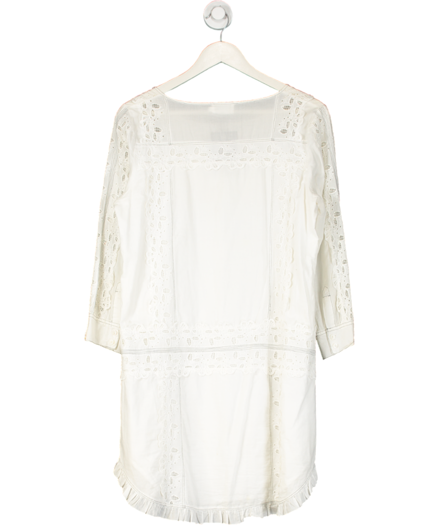 Flannel Cream Lace Insert Cotton Dress UK M