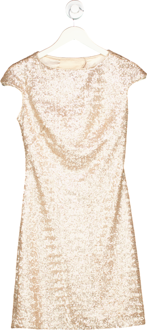 Mikael Aghal Champagne Sequin Dress UK 10