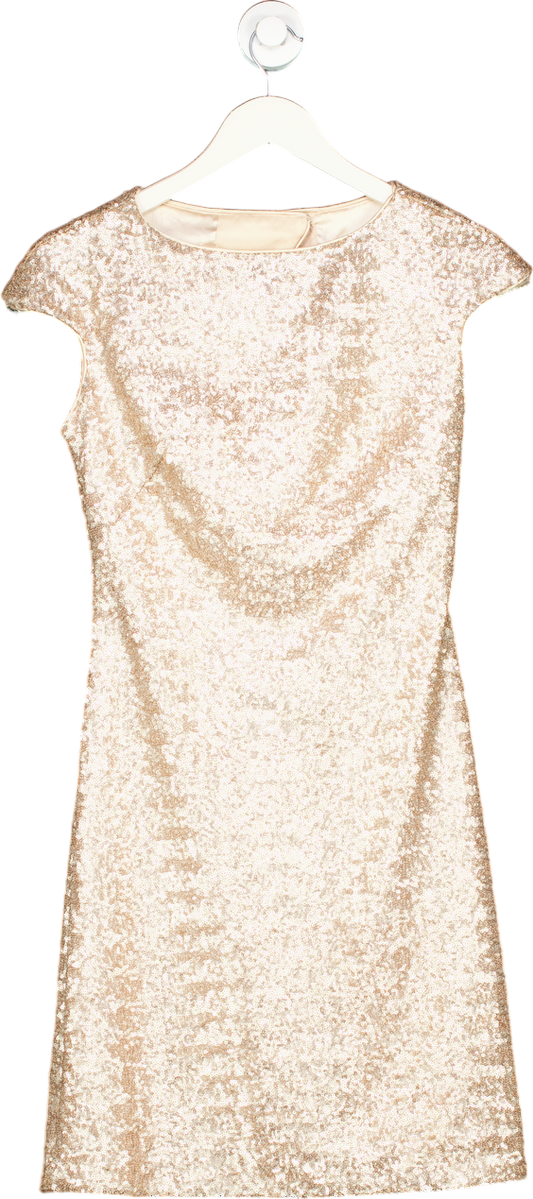 Mikael Aghal Champagne Sequin Dress UK 10