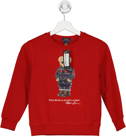 Polo Ralph Lauren Red Polo Bear Fleece Lined Sweatshirt BNWT 7 Years