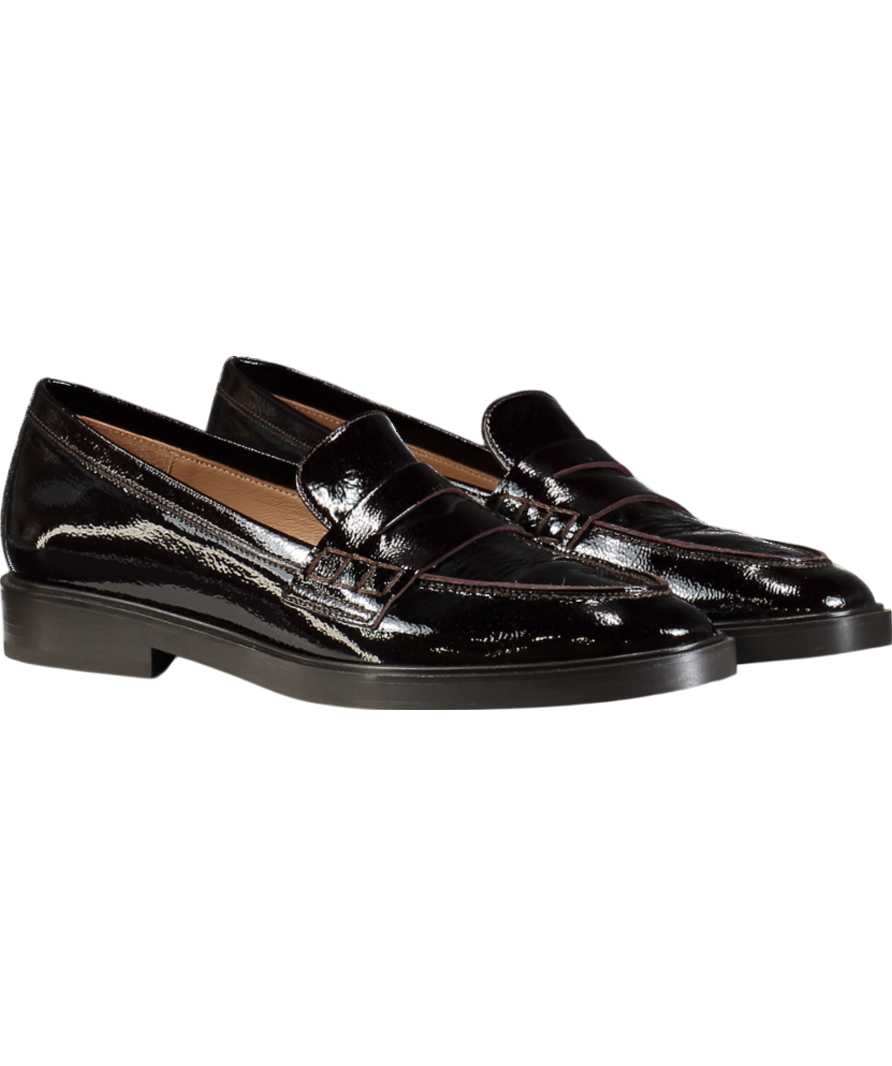 Flattered Brown Sara Leather Patent Burgundy Loafers UK 7 EU 40 👠