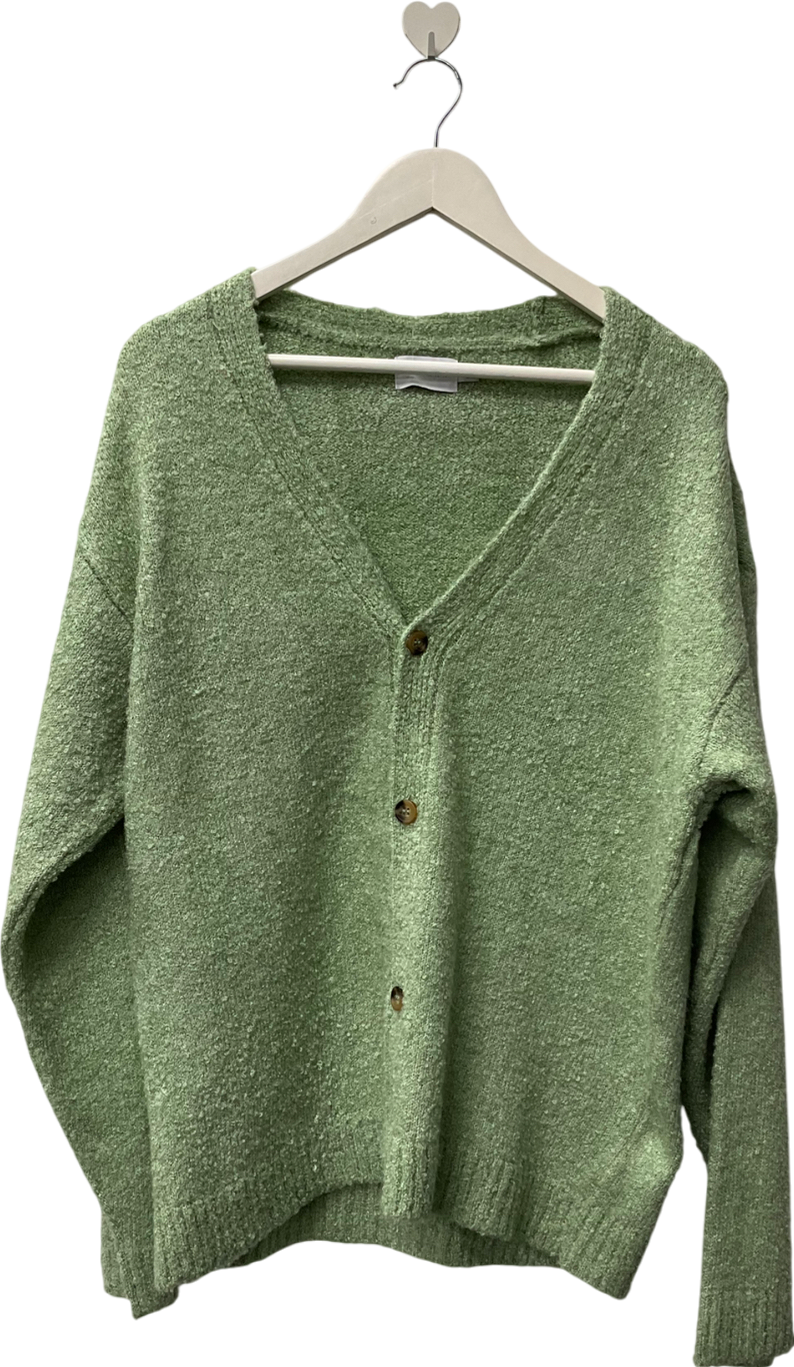 Topman Green Boucle Relaxed Fit Cardigan In Sage UK S