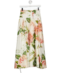 Karen Millen Cream Floral Viscose Linen High Waisted Woven Maxi Skirt UK 6