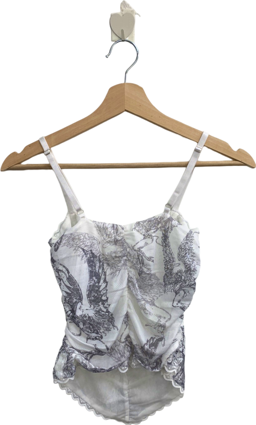 White Lace and Dragon Print Cami XS