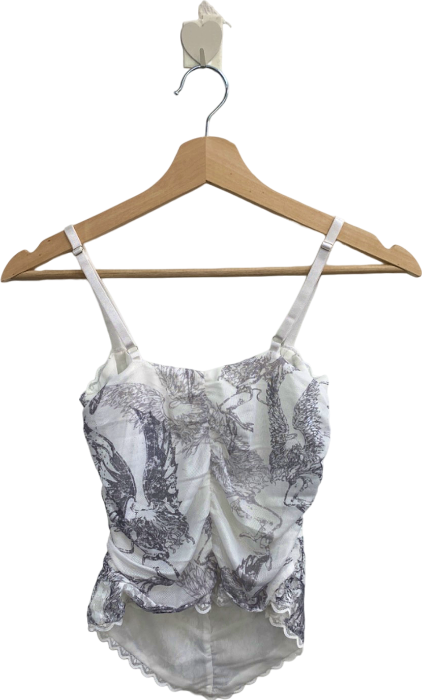 Unbranded White Lace and Dragon Print Cami XS