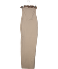 PrettyLittleThing Brown Rose Detail Split Back Corset Midi Dress UK 4