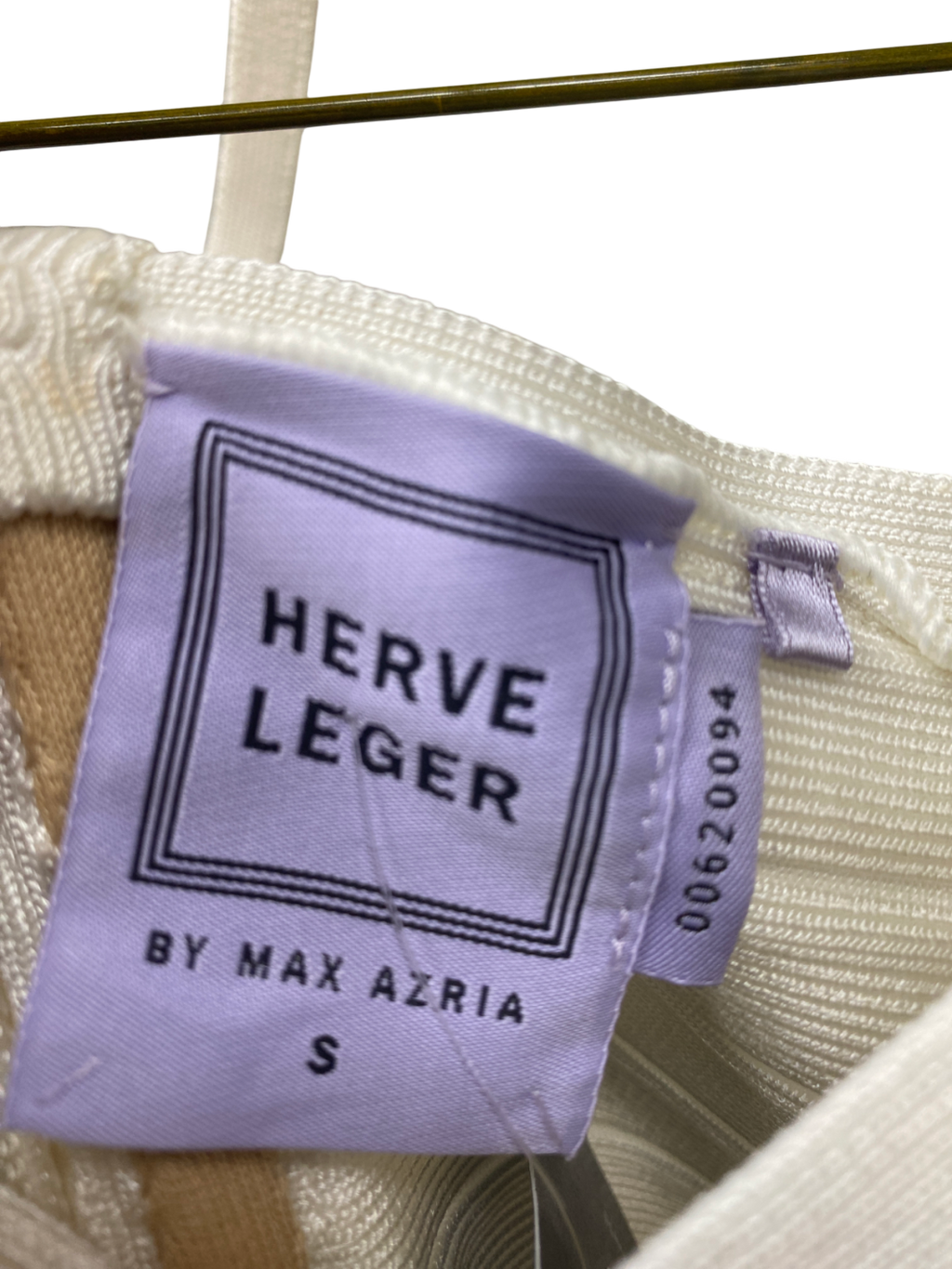 Herve Leger Cream Kennedy Bandage Midi Dress UK S