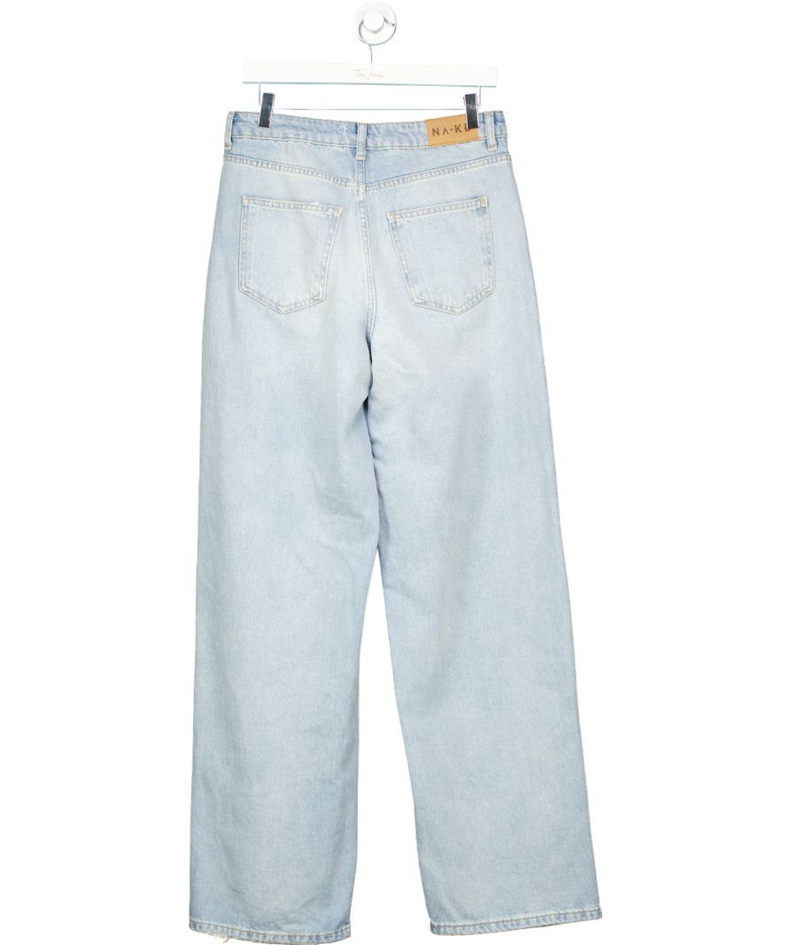 NA-KD Blue Loose Low Waist Long Jeans UK S