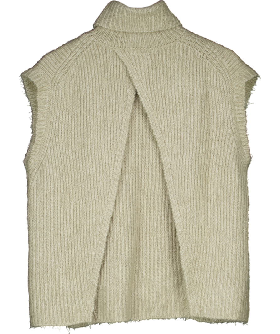 ZARA Beige Open Back Sleeveless Turtleneck Sweater UK M
