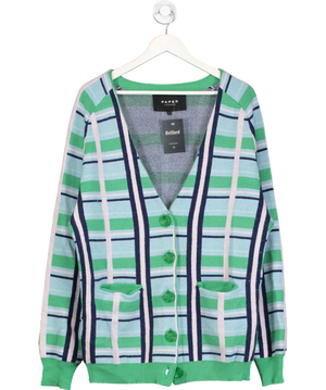 Paper London Multicoloured Checked Wool Cardigan UK L