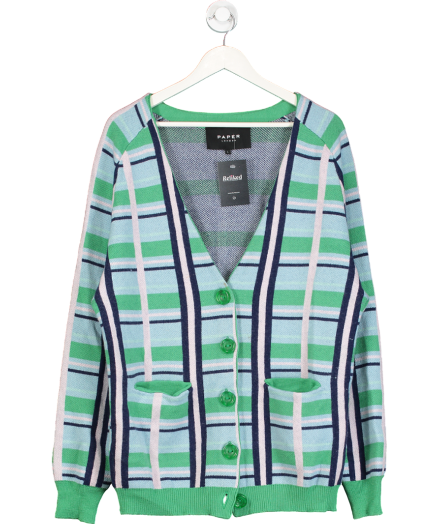Paper London Multicoloured Checked Wool Cardigan UK L