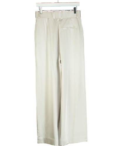 Lily Silk Grey High-waisted Wide Leg Dense Silk Pants UK 4